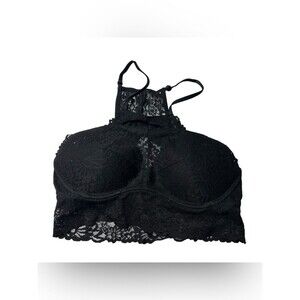 PINK Victoria's Secret Black Lace High-Neck Bralette Small